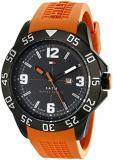 Tommy Hilfiger Men's 1790985 Cool Sport Black Ion-Plated Watch with Orange Silicone Band