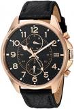 Tommy Hilfiger Men's Quartz Gold and Leather Watch, Color:Black (Model: 1791273)