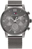 Tommy Hilfiger Men's Quartz Multifunction Stainless Steel and Mesh Bracelet Watch, Color: Grey (Model: 1791882)