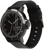 Tommy Hilfiger Jeans Men's Quartz Brass & Aluminum and Nylon #Tide Ocean Bound Strap Watch, Color: Black (Model: 1791923)