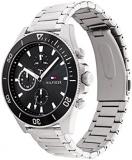 Tommy Hilfiger Men's Quartz Stainless Steel and Link Bracelet Watch, Color: Black (Model: 1791916)