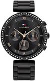Tommy Hilfiger Women's Quartz Multifunction Stainless Steel and Link Bracelet Watch, Color: Black (Model: 1782390)