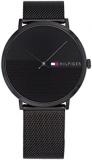 Tommy Hilfiger Men's Quartz Stainless Steel and Mesh Bracelet Sporty Watch, Color: Black (Model: 1791464)