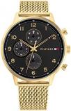 Tommy Hilfiger Men's Multifunction Stainless Steel and Mesh Bracelet Watch, Color: Black (Model: 1791989)