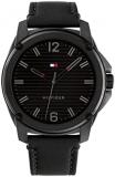 Tommy Hilfiger 1710485 Men's Stainless Steel Case and Leather Strap Watch Color: Black