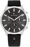 Tommy Hilfiger 1710495 Men's Stainless Steel Case and Leather Strap Watch Color: Black