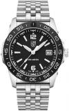 Luminox Men's Black Dial Silver Stainless Steel Band Sea Pacific Diver Ripple Dive Swiss Quartz Watch