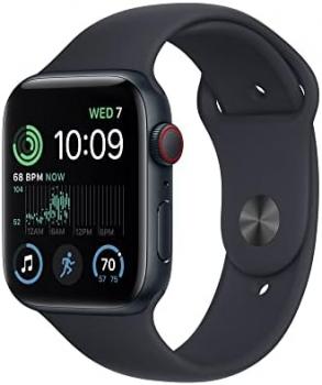 Apple Watch SE (2nd Gen) [GPS +Cellular 44mm] Smart Watch w/Midnight Aluminum Case & Midnight Sport Band - M/L. Fitness & Sleep Tracker, Crash Detection, Heart Rate Monitor, Water Resistant