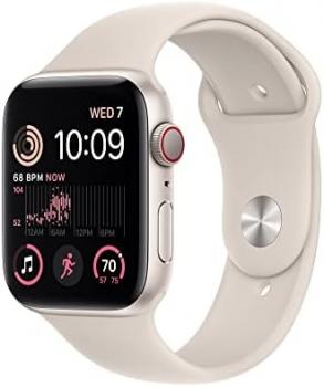 Apple Watch SE (2nd Gen) [GPS + Cellular 44mm] Smart Watch w/Starlight Aluminum Case & Starlight Sport Band - M/L. Fitness & Sleep Tracker, Crash Detection, Heart Rate Monitor, Water Resistant