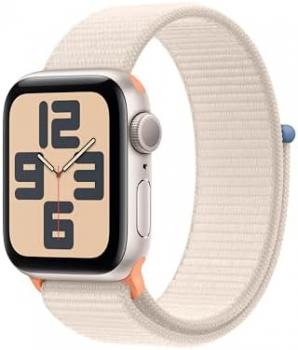 Apple Watch SE (2nd Gen) [GPS 40mm] Smartwatch with Starlight Aluminum Case with Starlight Sport Loop. Fitness & Sleep Tracker, Crash Detection, Heart Rate Monitor, Carbon Neutral