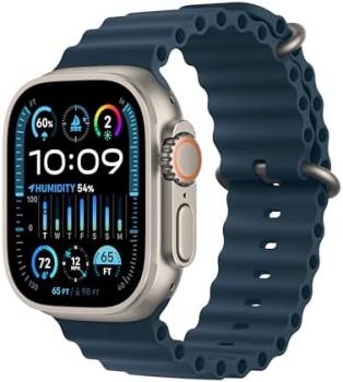 Apple Watch Ultra 2 [GPS + Cellular 49mm] Smartwatch with Rugged Titanium Case & Blue Ocean Band. Fitness Tracker, Precision GPS, Action Button, Extra-Long Battery Life, Bright Retina Display