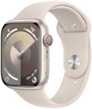 Apple Watch Series 9 [GPS + Cellular 45mm] Smartwatch with Starlight Aluminum Case with Starlight Sport Band S/M. Fitness Tracker, Blood Oxygen & ECG Apps, Always-On Retina Display