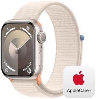 Apple Watch Series 9 GPS 41mm Starlight Aluminum Case with Starlight Sport Loop with AppleCare+ (2 Years)
