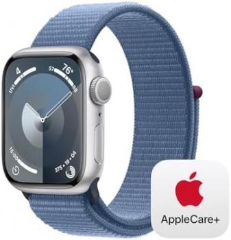 Apple Watch Series 9 GPS 41mm Silver Aluminum Case with Winter Blue Sport Loop with AppleCare+ (2 Years)