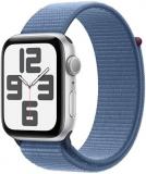 Apple Watch SE (2nd Gen) [GPS 44mm] Smartwatch with Silver Aluminum Case with Winter Blue Sport Loop. Fitness & Sleep Tracker, Crash Detection, Heart Rate Monitor, Carbon Neutral