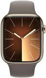 Apple Watch Series 9 [GPS + Cellular 45mm] Smartwatch with Gold Stainless Steel Case with Clay Sport Band S/M. Fitness Tracker, Blood Oxygen & ECG Apps, Always-On Retina Display