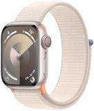 Apple Watch Series 9 [GPS + Cellular 41mm] Smartwatch with Starlight Aluminum Case with Starlight Sport Loop. Fitness Tracker, Blood Oxygen & ECG Apps, Always-On Retina Display, Carbon Neutral