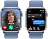Apple Watch Series 9 [GPS 45mm] Smartwatch with Silver Aluminum Case with Winter Blue Sport Loop. Fitness Tracker, Blood Oxygen & ECG Apps, Always-On Retina Display, Carbon Neutral