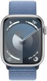 Apple Watch Series 9 [GPS 45mm] Smartwatch with Silver Aluminum Case with Winter Blue Sport Loop. Fitness Tracker, Blood Oxygen & ECG Apps, Always-On Retina Display, Carbon Neutral