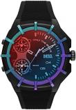 Diesel Men's 51mm Framed Quartz Lightweight Nylon and Silicone Three-Hand Watch, Color: Black Iridescent (Model: DZ1986)