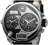 Diesel Men's DZ7125 Black SBA Oversized Dual-Display Stainless Steel Watch