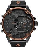 Diesel Men's Mr Daddy 2.0 Quartz Stainless Steel and Leather Chronograph Watch, Color: Black (Model: DZ7400)