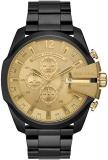 Diesel Men's 51mm Mega Chief Quartz Stainless Steel Chronograph Watch, Color: Black/Gold (Model: DZ4485)