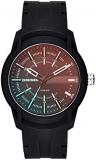 Diesel Armbar Silicone Men's Watch Two Hand Date Mechanism 45mm Black Polycarbon...