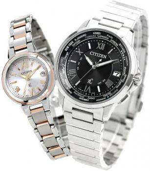 Citizen CB1020-54E ES9434-53W Crosssea Wristwatch Pair of Watches, Radio Solar, Couple, Anniversary, Men's, Women's,