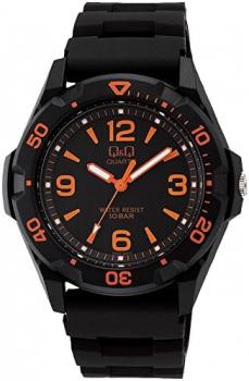 [Citizen kyu-andokyu-] Citizen Q & Q Watch Sport Watches Analog Display 10 ATM Waterproof Black X Orange vr44 – 003 Men's