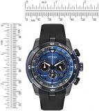 Citizen Watch Ecosphere Men's Quartz Watch with Blue Dial Chronograph Display and Black PU Strap CA4155-12L, Blue Dial, Strap