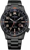 Citizen Eco-Drive BM7555-83E Solar 4 o'clock Crown, Compass Bezel, Black, Diver, Military, Bracelet Type