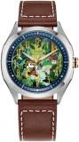 Citizen Men's Eco-Drive Disney Mickey Mouse Explorer Stainless Steel Case Watch, Brown Leather Strap, 3 Hand, (Model: AW1149-06W)