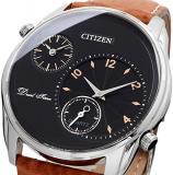 Citizen AO 3030 08E Men's Watch, Quartz Watch, Black, Brown, Overseas Model, Braun