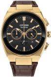 Citizen Axiom SC Black Dial Brown Leather Strap Watch 43mm - CA4583-01E