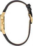 Citizen Ladies' Eco-Drive Disney Villians Evil Queen Gold Stainless Steel Case and Black Leather Strap Watch and Pin Gift Set, Black Dial,Crystal Accent,Date (Model: GA1082-46W)