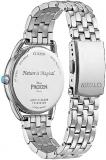 Citizen Women's Eco-Drive Disney Princess Frozen Crystal Watch and Pin Gift Set in Silver Stainless Steel Watch, Blue Dial (Model: FE7091-61W)