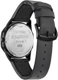 Citizen Men's Eco-Drive Star Wars Darth Vader Black Ion Plated Case Watch with Gray Leather Strap, Black Dial (Model: BM7498-00W)