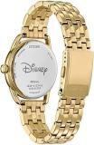 Citizen Eco-Drive Ladies' Disney Mickey Mouse Flowers "Thru the Mirror" Gold Stainless Steel Watch, 3-Hand, 36mm (Model: FE7093-57W)