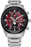 Citizen Eco-Drive Tsuki-yomi A-T Red Dial Super Titanium Bracelet Watch | 43mm | BY1018-55X
