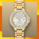 Citizen Ladies' Silhouette Crystal Eco-Drive Watch, 3-Hand Date, Stainless Steel