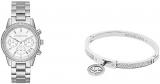 Michael Kors Women's Ritz Stainless Steel Watch Women's Stainless Steel Bangle Bracelet