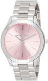 Michael Kors MK3380 Slim Runway Silive Tone Stainless Steel Light Pink Watch