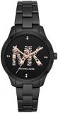 Michael Kors Women's Runway Three-Hand Black Stainless Steel Watch