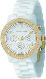 Michael Kors Women's MK5237 White Ceramic Runway Gold Glitz Watch