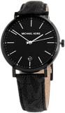 Michael Kors MK8812 Black Dial Date Indicator Black Logo Leather Band Men's 40 m...