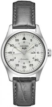SEIKO SRPJ87 Men's Analog Mechanical Watch - Beige Dial Grey Leather Band - 100 Meters Water Resistant Depth Mechanical Watch