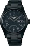 Seiko SRPJ09 5 Sports Field Street Style Automatic Mechanical Wristwatch, Limited Distribution Model, Men's, Made in Japan, Full Black, Bracelet Type