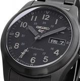Seiko SRPJ09 5 Sports Field Street Style Automatic Mechanical Wristwatch, Limited Distribution Model, Men's, Made in Japan, Full Black, Bracelet Type