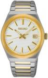SEIKO Men's White Dial Two Tone Stainless Steel Band Essential Analog Quartz Watch